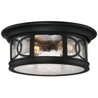 John Timberland Capistrano Mission Flush-Mount Outdoor Ceiling Light Fixture Black 12