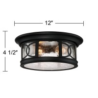 John Timberland Capistrano Mission Flush-Mount Outdoor Ceiling Light Fixture Black 12