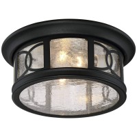 John Timberland Capistrano Mission Flush-Mount Outdoor Ceiling Light Fixture Black 12