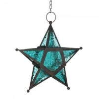 Zings & Thingz 57072915 Blue Star Hanging Lantern, Brown