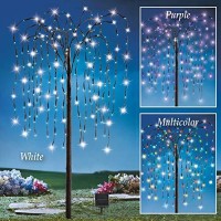 Collections Etc. Led Solar Willow Tree, Outdoor Solar Tree With Colorful Solar-Powered Lights With Adjustable Branches, White Lights