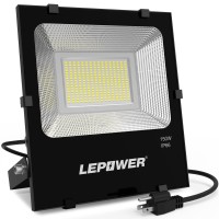 Lepower 50W Led Flood Light Outdoor, Work Light Plug In, 250W Halogen Bulb Equivalent, 4000Lm, 6000K, Ip66 Waterproof, Outdoor Led Lights Fixture For Backyard, Garden, Garage, Playground