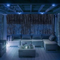 Led Concepts 300-Led Curtain String Icicle Fairy Lights With 8 Lighting Modes - Ul Listed Power Supply, White