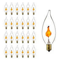 Sunlite 40105 Flame Tip, Halloween Incandescent Chandelier Flickering Light Bulb, Candelabra Base (E12) For Lamps, Fixtures, Decorations, Holidays, 25 Pack, Orange, 25 Count