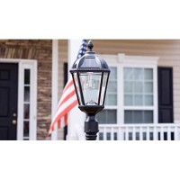 Gama Sonic Outdoor Solar Post Light, Black Aluminum, Royal Bulb, Beveled Glass, Single Lamp With 3-Inch Fitter For Lamp Posts Or Pier Mount (Sold Separately) Warm White Led, 98B012