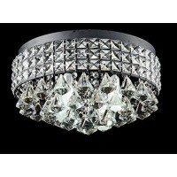 New Galaxy Lighting 4-Light Antique Black Metal Shade Flushmount Crystal Chandelier Ceiling Fixture