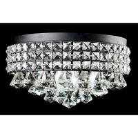 New Galaxy Lighting 4-Light Antique Black Metal Shade Flushmount Crystal Chandelier Ceiling Fixture