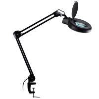 Quality Optics Professional Series Illuminated Workstation Swing Arm Magnifier Black 8Led Diopter