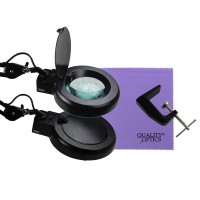 Quality Optics Professional Series Illuminated Workstation Swing Arm Magnifier Black 8Led Diopter