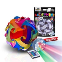 Geosphere 9 Inch - 30 Pc Puzzle Lamp Kit Complete With Wireless Smart Color Changing Led Light (Rainbow)