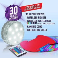 Geosphere 9 Inch - 30 Pc Puzzle Lamp Kit Complete With Wireless Smart Color Changing Led Light (Rainbow)