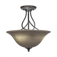 Capri 3 Bulb Semi-Flush Shown In Dark Granite With 16 Gray Linen Glass