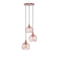 Plexus 3 Light Cluster Pendalier Shown In Copper Finish With Smoke Antique Bulbs