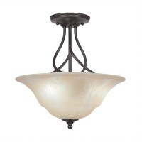 Capri 3 Bulb Semi-Flush Shown In Dark Granite With 16 Amber Marble Glass