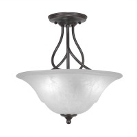 Capri 3 Bulb Semi-Flush Shown In Dark Granite With 16 White Marble Glass