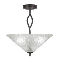 Revo Semi-Flush With 3 Bulbs Shown In Dark Granite Finish With 16 Italian Bubbleglass