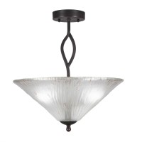 Revo Semi-Flush With 3 Bulbs Shown In Dark Granite Finish With 16 Frosted Crystal Glass