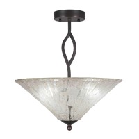 Revo Semi-Flush With 3 Bulbs Shown In Dark Granite Finish With 16 Italian Ice Glass