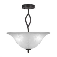 Revo Semi-Flush With 3 Bulbs Shown In Dark Granite Finish With 16 White Marble Glass