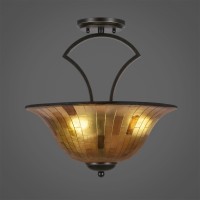 Zilo Semi Flush With 3 Bulbs Shown In Dark Granite Finish With 16