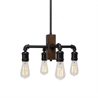 Portland 4 Light Chandelier With Amber Antique Bulbs