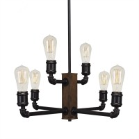 Portland 6 Light Chandelier With Amber Antique Bulbs