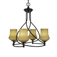 Capri 4 Light Chandelier Shown In Dark Granite Finish With 5.5 Zilo Cayenne Linen Glass