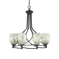 Capri 8 Light Chandelier Shown In Dark Granite Finish With 5 Natural Fusion Glass