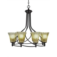 Capri 8 Light Chandelier Shown In Dark Granite Finish With 5.5 Amber Crystal Glass