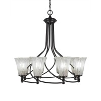 Capri 8 Light Chandelier Shown In Dark Granite Finish With 5.5 Italian Ice Glass