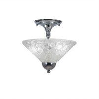 Semi-Flush With 2 Bulbs Shown In Chrome Finish With 12 Italian Bubble Glass