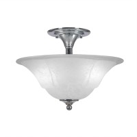 Semi-Flush With 2 Bulbs Shown In Chrome Finish With 16 White Marble Glass