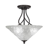 Capri 3 Bulb Semi-Flush Shown In Dark Granite With 16 Italian Bubble Glass