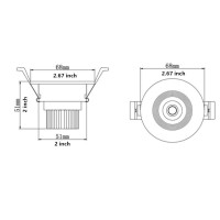 Lightingwill 2Inch Led Dimmable Downlight 3W Cob Recessed Ceiling Light Warm White 3000K3500K Cri80 25W 220Lm Halogen Bulbs