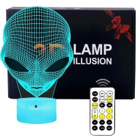 Flymei 3D Nightlights For Kids 3D Alien Desk Lamp Unique Night Light For Room Decor 7 Colors Changing Usb Powered Touch Button Led Table Lamp - Best Alien Gifts For Kids/Birthdays