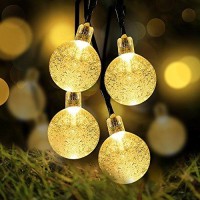 Loende Battery Operated Globe String Lights, Crystal Globe String Lights 16Ft 30 Led 8 Modes Waterproof String Lights With Timer For Backyard Garden Balcony Pergola Wedding Party Decor(Warm White)