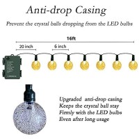 Loende Battery Operated Globe String Lights, Crystal Globe String Lights 16Ft 30 Led 8 Modes Waterproof String Lights With Timer For Backyard Garden Balcony Pergola Wedding Party Decor(Warm White)