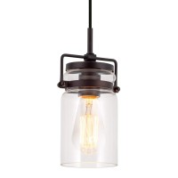 Kira Home Wyer 8 Modern Industrialfarmhouse Pendant Light Mini Clear Glass Cylinder Shade Dimmable Adjustable Wire Oil Rub