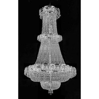 French Empire Crystal Chandelier Chandeliers Lighting, Silver, H50 X Wd30, 21 Lights,