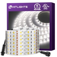 Hitlights Outdoor Led Strip Lights Waterproof White, 16.4Ft Dimmable Tape Light 5000K, Ip67, 300 Leds, 150Lm/Ft, 12V Flexible Rope Lights For Home, Balcony, Roof, Patio (Power Source Not Included)