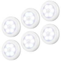 Amir Upgraded Motion Sensor Light, Cordless Battery-Powered Led Night Light, Stick-Anywhere Closet Light Stair Lights, Wall Lights For Hallway, Bedroom, Kitchen (White - Pack Of 6)