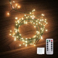 Dailyart 6Feet 120 Led Starry Lights, Battery Operated Waterproof Dark Green Copper Wire Fairy Light String Light For Garland, Wreath, Patio, Garden, Wedding, Party, Xmas