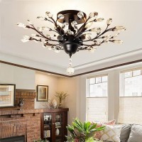 Garwarm 4 Lights Vintage Crystal Chandeliers Ceiling Lights Crystal Pendant Lighting Ceiling Light Fixtures Chandeliers Lighting