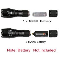 2 Pack Led Tactical Flashlight Water Resistant Military Grade 2000 Lumens 5 Modes Zoom Function Ultra Bright Torch