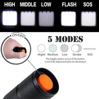 2 Pack Led Tactical Flashlight Water Resistant Military Grade 2000 Lumens 5 Modes Zoom Function Ultra Bright Torch