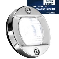 Five Oceans Boat Navigation Lights, Marine Courtesy Lights, Led Boat Transom Mount Light, Round Boat Cockpit Light, 3 Inch, 12 Volts, 6 Led Daylight, Flush Mount, For Boat Cockpit & Deck, Rv - Fo3906