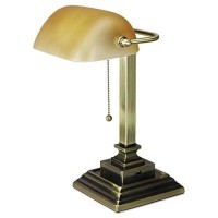 Alera Alelmp517Ab 10 In. X 10 In. X 15 In.Traditional Banker'S Lamp With Usb - Antique Brass