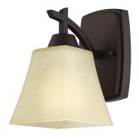 Westinghouse Lighting 6307300 Midori One-Light Indoor Wall Fixture, Finish Linen, Oil Rubbed Bronze - Amber Glass