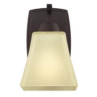 Westinghouse Lighting 6307300 Midori One-Light Indoor Wall Fixture, Finish Linen, Oil Rubbed Bronze - Amber Glass