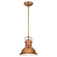 Westinghouse Lighting 63084B One-Light Led Mini Pendant Washed Copper With Frosted Prismatic Lens